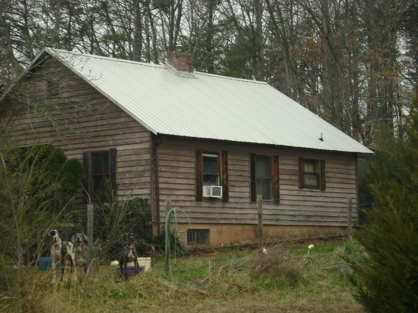 White metal roof on an old wood sided farmhouse, from a Asphalt Shingle Roof Repair job in Palm Beach